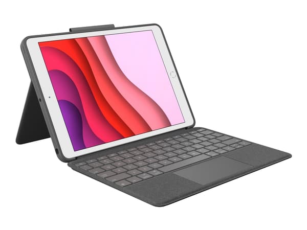 Logitech Combo Touch - Tastatur og folioveske - med styrepute - bakgrunnsbelyst - Apple Smart connector - QWERTY - Italiensk - grafitt - for Apple 10