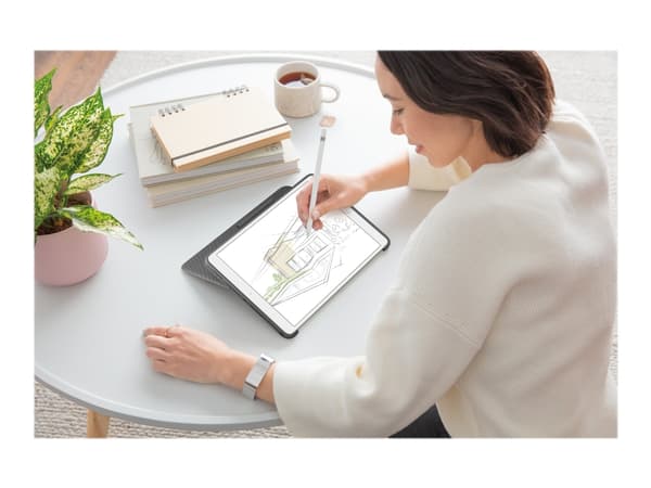Logitech Combo Touch - Tastatur og folioveske - med styrepute - bakgrunnsbelyst - Apple Smart connector - QWERTY - Italiensk - grafitt - for Apple 10