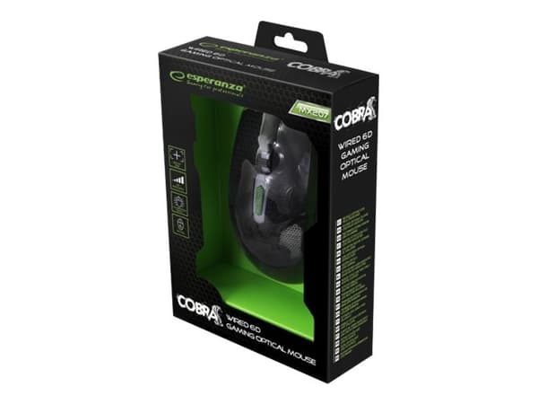 Esperanza MX207 COBRA - Mus - högerhänt - optisk - 6 knappar - kabelansluten - USB - grön