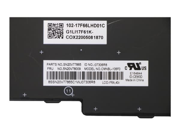 Chicony - Ersättningstangentbord för bärbar dator - bakgrundsbelyst - fransk - svart - för ThinkPad P15s Gen 1 20T4, 20T5