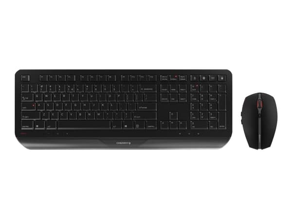 CHERRY Desktop GENTIX [EU/US] WL black US-Englisch mit EURO Symbol, Täysikokoinen (100 %), Langaton RF, Musta, Sisältää hiiren