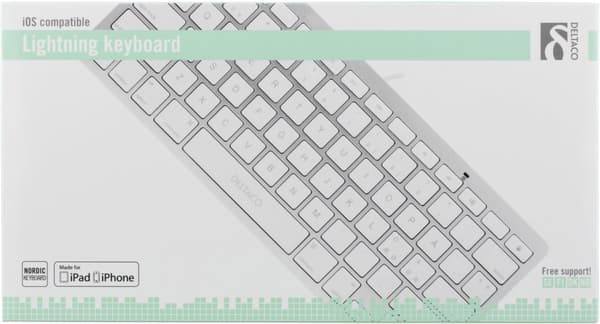 Lightning keyboard for iOS, MFi, 0.4m, nordic white/silver