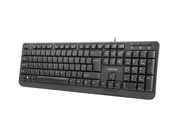 NATEC Trout, Fullstor (100 %), Kabel, USB, Membrantangentbrytare, QWERTY, Svart