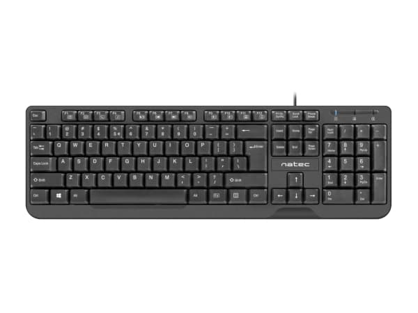 NATEC Trout, Fullstor (100 %), Kabel, USB, Membrantangentbrytare, QWERTY, Svart Svart