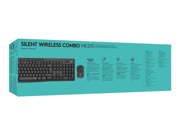 Logitech MK295 Silent - Tastatur- og mussett - trådløs - 2.4 GHz - Spansk - grafitt