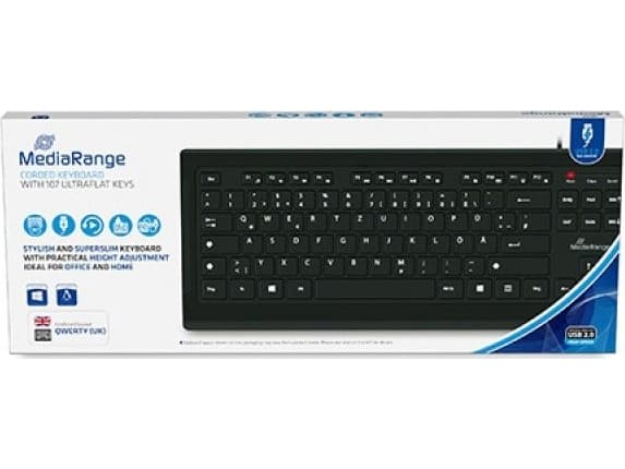 MediaRange MROS101-UK, Täysikokoinen (100%), Ledningsført, USB, Mekanisk, QWERTY, Lajittelu