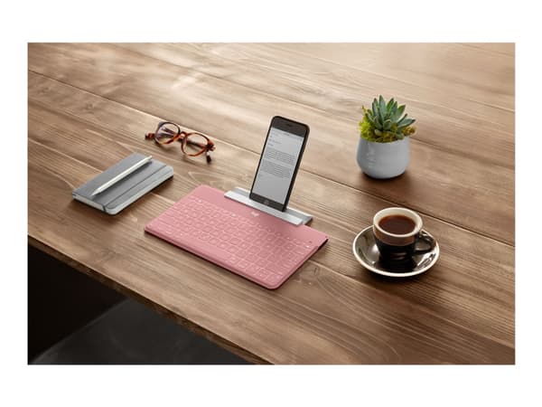 Logitech Keys-To-Go - Tastatur - trådløs - Bluetooth - QWERTY - Pan Nordic - rødmerosa - for Apple iPad/iPhone/TV