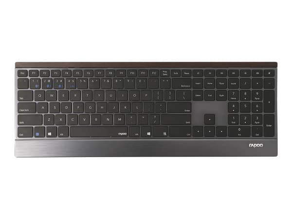 Rapoo 9500M - Sats med tangentbord och mus - trådlös - 2.4 GHz, Bluetooth 4.0, Bluetooth 3.0 - svart