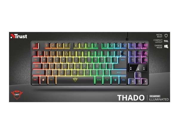 Trust GXT 833 Thado TKL tangentbord USB QWERTY Holländsk Svart, Silver
