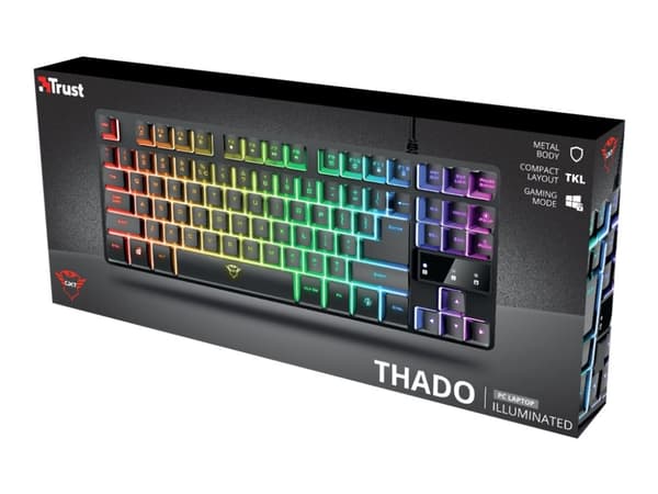 Trust GXT 833 Thado TKL tangentbord USB QWERTY Holländsk Svart, Silver