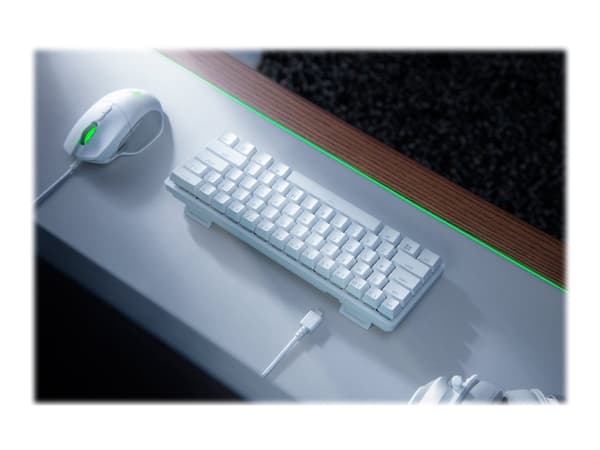 Razer Huntsman Mini - Tangentbord - bakgrundsbelyst - USB-C - Nordisk - tangentbrytare: Razer Clicky Optical Purple - kvicksilver