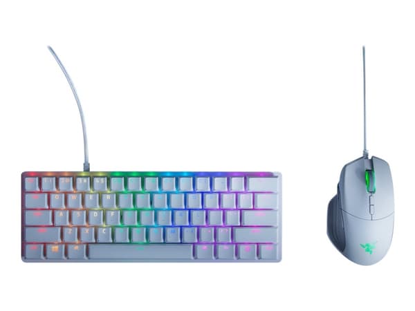 Razer Huntsman Mini - Tangentbord - bakgrundsbelyst - USB-C - Nordisk - tangentbrytare: Razer Clicky Optical Purple - kvicksilver