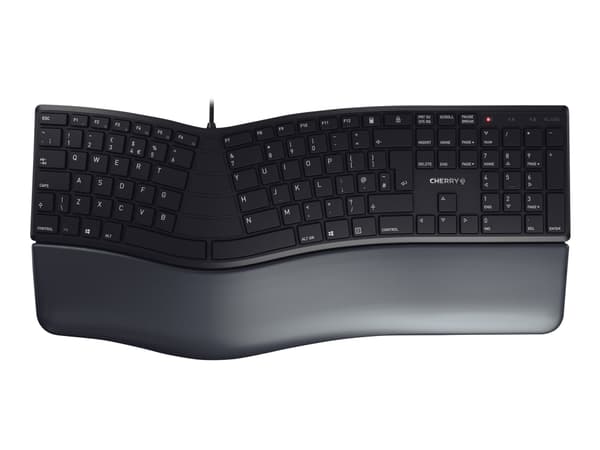 CHERRY KC 4500 ERGO, Täysikokoinen (100 %), USB, QWERTY, Musta musta