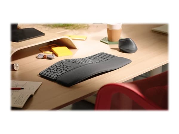 Logitech Ergo K860 tangentbord Trådlös RF + Bluetooth Fransk grafit grafit