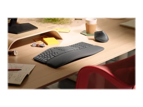 Logitech ERGO K860 - Tastatur - trådløs - 2.4 GHz, Bluetooth 5.0 - QWERTY - Storbritannia - grafitt