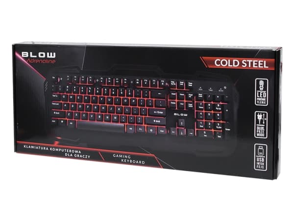 BLOW CERBERUS, Fullstor (100 %), Kabel, USB, QWERTY, LED, Svart