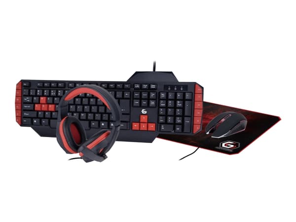 Gembird - Sett med tastatur, mus, hodetelefon og musepute - USB - QWERTY - USA