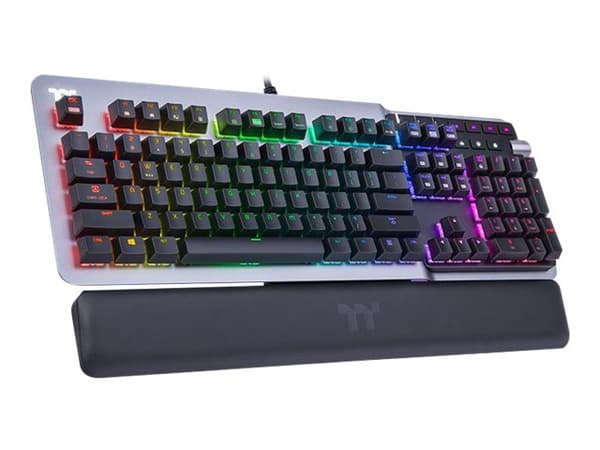 Thermaltake ARGENT K5 - Tangentbord - bakgrundsbelyst - USB - tysk - tangentbrytare: Cherry MX Speed RGB Silver-knappar - silver, titan