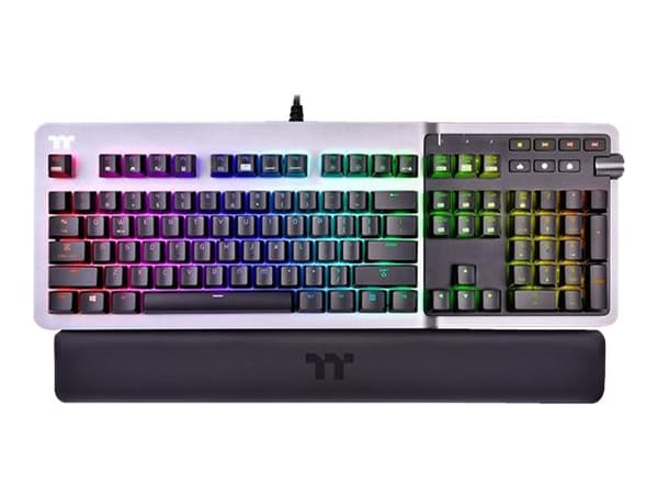 Thermaltake ARGENT K5 - Tangentbord - bakgrundsbelyst - USB - tysk - tangentbrytare: Cherry MX Speed RGB Silver-knappar - silver, titan