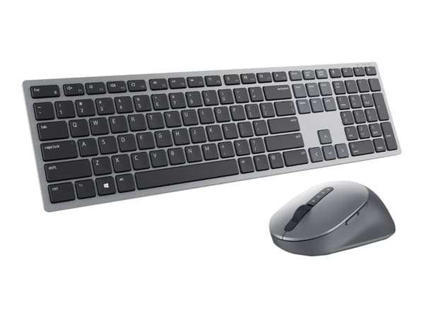 DELL KM7321W, Täysikokoinen (100 %), RF Wireless + Bluetooth, QWERTY, Harmaa, Titaani, Sisältää hiiren