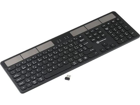 Powerton Powerton SolarSlim keyboard, CZ/SK solar powered keyboard, Multi-Device type 2.4 GHz Dongle + Dual Bluetooth, wireless, black