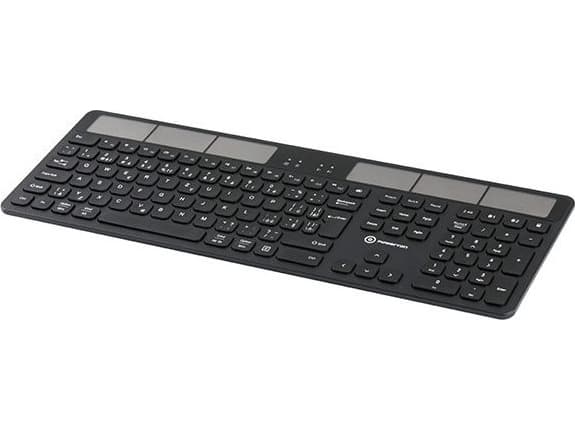 Powerton Powerton SolarSlim keyboard, CZ/SK solar powered keyboard, Multi-Device type 2.4 GHz Dongle + Dual Bluetooth, wireless, black