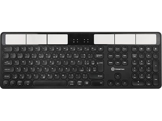 Powerton Powerton SolarSlim keyboard, CZ/SK solar powered keyboard, Multi-Device type 2.4 GHz Dongle + Dual Bluetooth, wireless, black