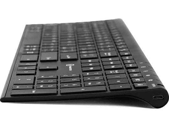 Keyboard Powerton Powerton UltraSlim, CZ/SK keyboard, Multi-Device type 2.4 GHz Dongle + Dual Bluetooth, wireless, black