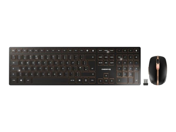 CHERRY DW 9100 SLIM - Sats med tangentbord och mus - trådlös - 2.4 GHz, Bluetooth 4.2 - QWERTY - USA med eurosymbol - tangentbrytare: CHERRY SX - sva