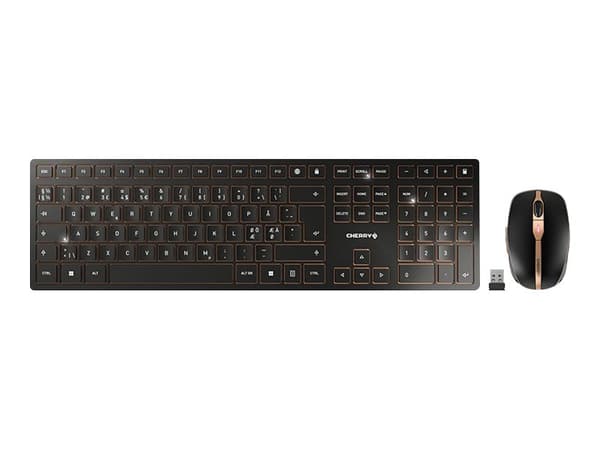 CHERRY DW 9100 SLIM tangentbord Mus inkluderad Trådlös RF + Bluetooth Nordic Svart Svart