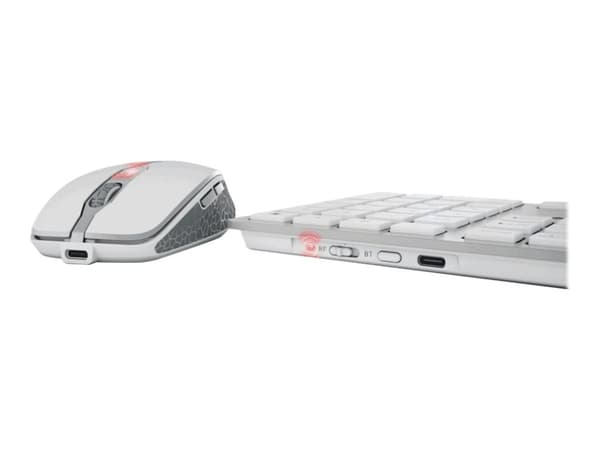 CHERRY DW 9100 SLIM, RF Wireless + Bluetooth, QWERTY, Hopea, Sisältää hiiren