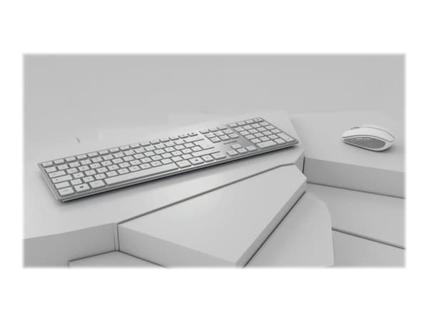 CHERRY DW 9100 SLIM - Sats med tangentbord och mus - trådlös - 2.4 GHz, Bluetooth 4.2 - QWERTY - brittisk - vit, silver