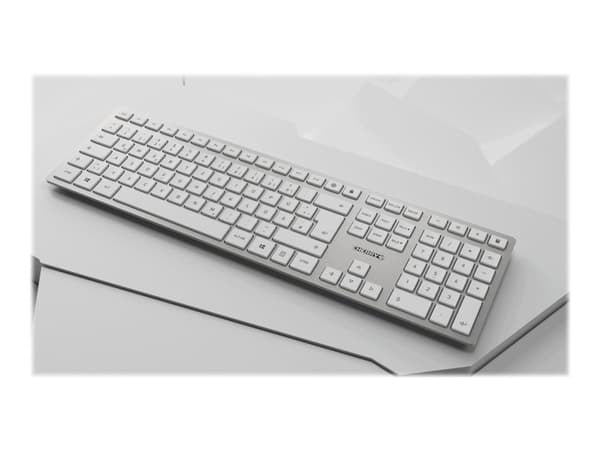 CHERRY DW 9100 SLIM - Sats med tangentbord och mus - trådlös - 2.4 GHz, Bluetooth 4.2 - QWERTY - brittisk - vit, silver