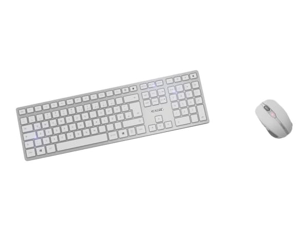 CHERRY DW 9100 SLIM - Sats med tangentbord och mus - trådlös - 2.4 GHz, Bluetooth 4.2 - tjeckisk/slovakisk - vit/silver Silver
