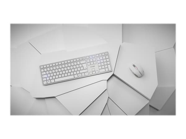 CHERRY DW 9100 SLIM, RF Wireless + Bluetooth, AZERTY, Hopea, Sisältää hiiren