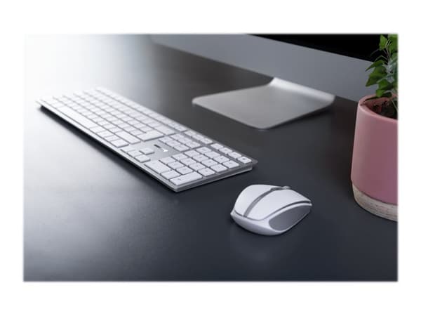 CHERRY DW 9100 SLIM, RF Wireless + Bluetooth, AZERTY, Hopea, Sisältää hiiren