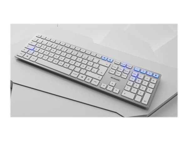 CHERRY DW 9100 SLIM, RF Wireless + Bluetooth, AZERTY, Hopea, Sisältää hiiren Hopea