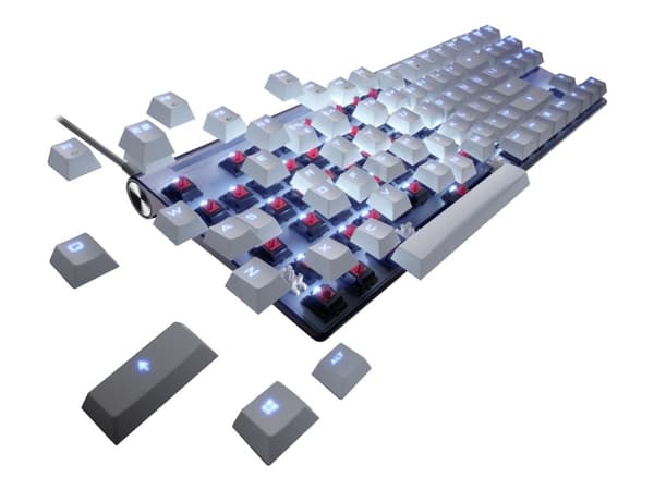 CHERRY MX-Board 8.0 - Tangentbord - bakgrundsbelyst - USB - amerikansk - tangentbrytare: CHERRY MX Red - white aluminium