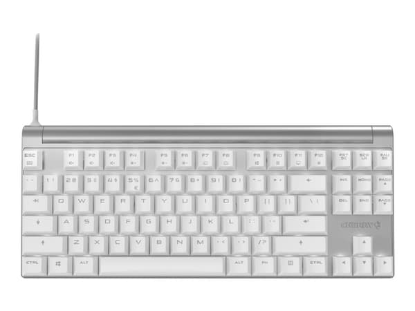CHERRY MX-Board 8.0 - Tangentbord - bakgrundsbelyst - USB - amerikansk - tangentbrytare: CHERRY MX Red - white aluminium
