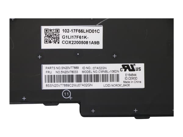 Chicony - Erstatningstastatur for bærbar PC - med Trackpoint - bakbelysning - QWERTY - Nordisk - svart - FRU - for ThinkPad P15s Gen 1 20T4, 20T5; T1