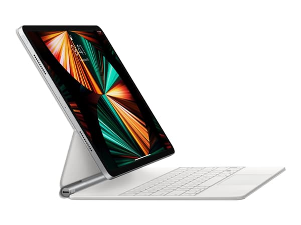 Apple Magic Keyboard - Tastatur og folioveske - med styrepute - bakbelysning - Apple Smart connector - Svensk - hvit - for 12.9-inch iPad Pro; 13-inc