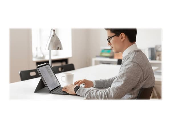 Logitech Combo Touch - Tastatur og folioveske - med styrepute - bakgrunnsbelyst - Apple Smart connector - QWERTY - US International - Oxford-grå - fo