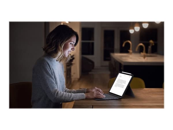 Logitech Combo Touch - Tastatur og folioveske - med styrepute - bakgrunnsbelyst - Apple Smart connector - QWERTY - US International - Oxford-grå - fo
