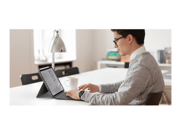 Logitech Combo Touch - Tastatur og folioveske - med styrepute - bakgrunnsbelyst - Apple Smart connector - QWERTY - Storbritannia - Oxford-grå - for A