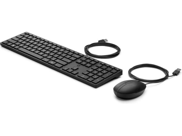 HP Desktop 320MK -langallinen hiiri ja näppäimistö, Täysikokoinen (100 %), USB, Musta, Sisältää hiiren