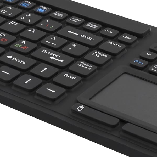 Rubberized keyboard with touchpad, IP68, 104 keys, black