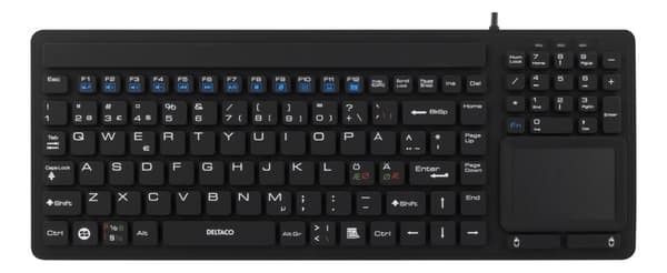 Rubberized keyboard with touchpad, IP68, 104 keys, black