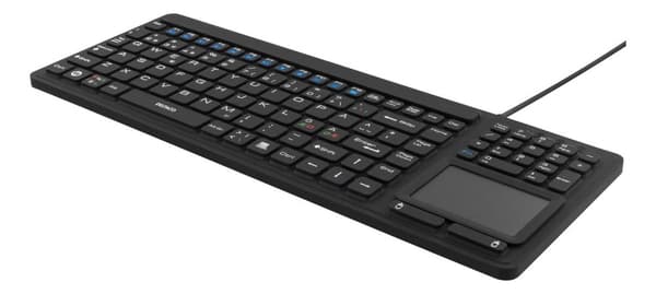 Rubberized keyboard with touchpad, IP68, 104 keys, black Svart
