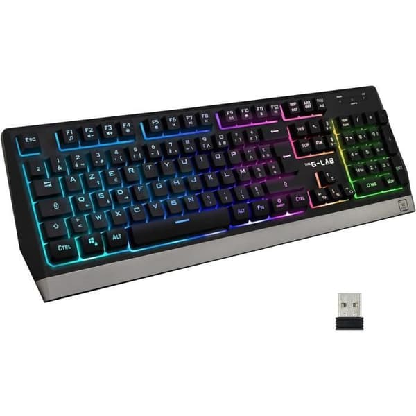 THE G-LAB KEYZ TUNGSTEN Trådlöst speltangentbord - franska - AZERTY Sort, Sølv