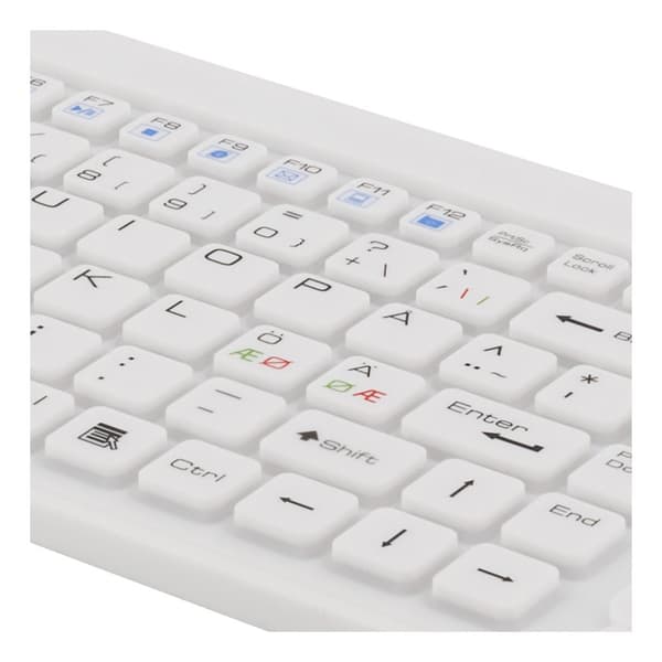 Rubberized keyboard with touchpad, IP68, 105 keys, white